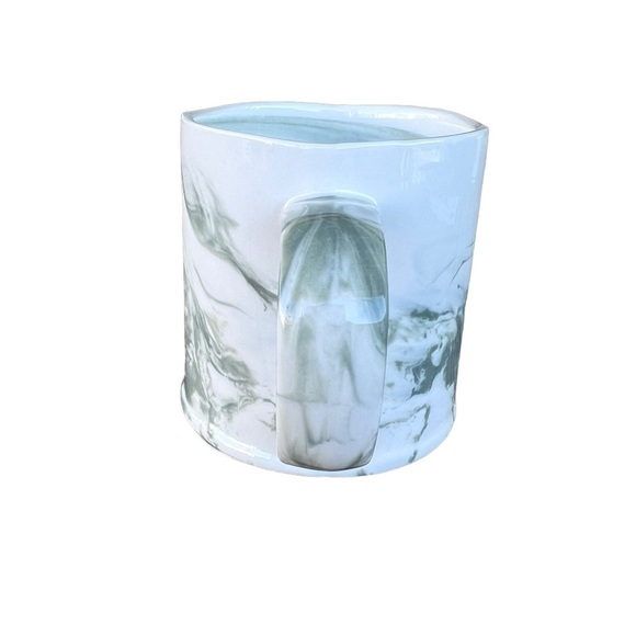 Anthropologie Monogram Letter E Marbled Coffee Mug Green White Yellow Heavy NWOT - Picture 2 of 8